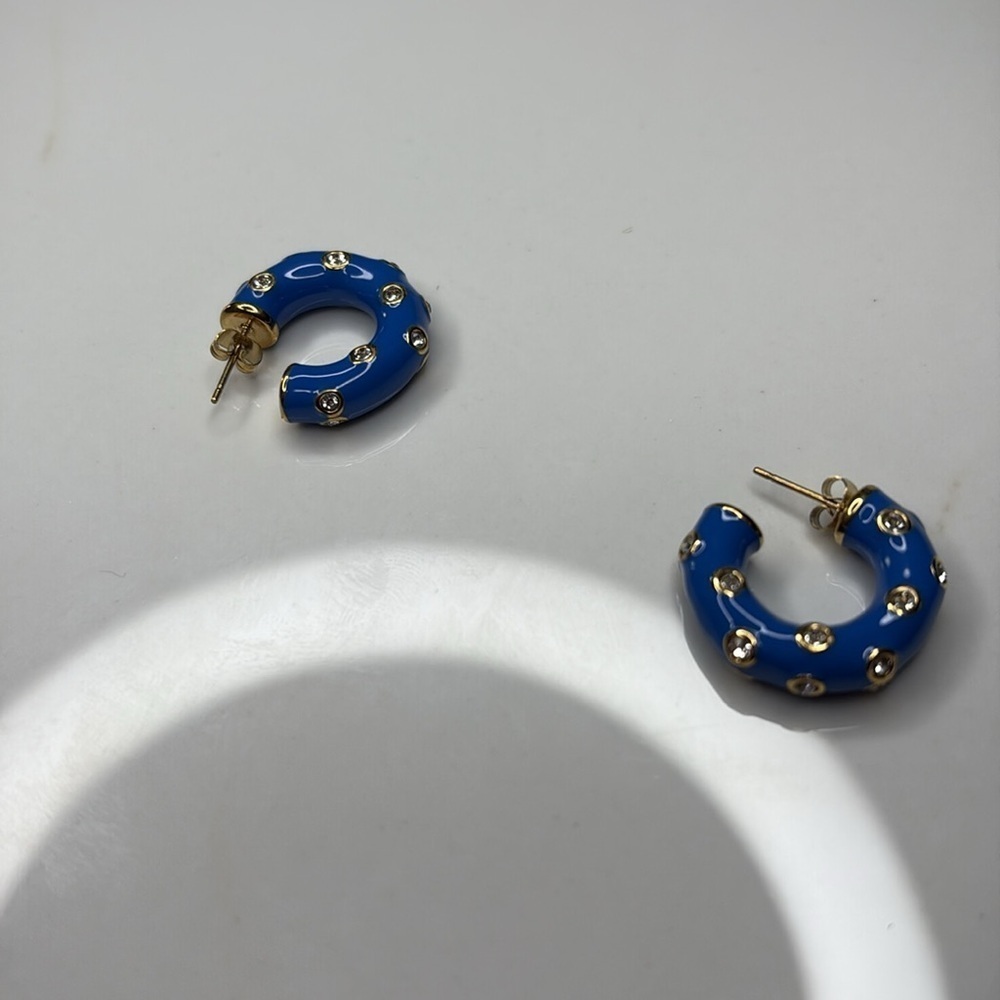 Blue and Gold Hoop Earrings